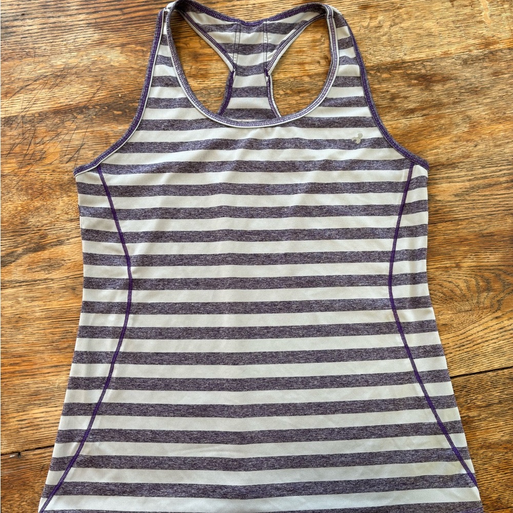 New Balance Purple and Gray Striped Tank Top